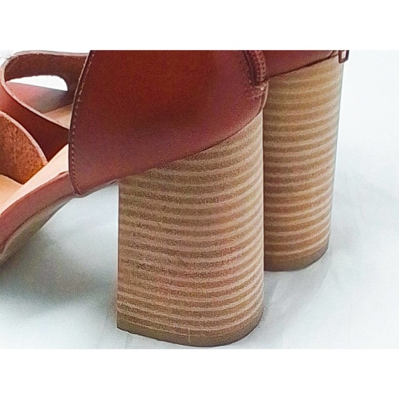 Steve MaddenMadden Girl Estoria Cognac Leather Ankle Strap Block Heels - Picture 5 of 8